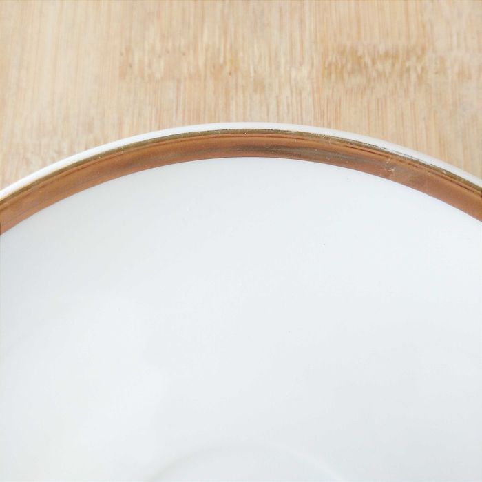 2 x talerzyk spodek Biała porcelana złoty pasek Bohemia Czechoslovakia