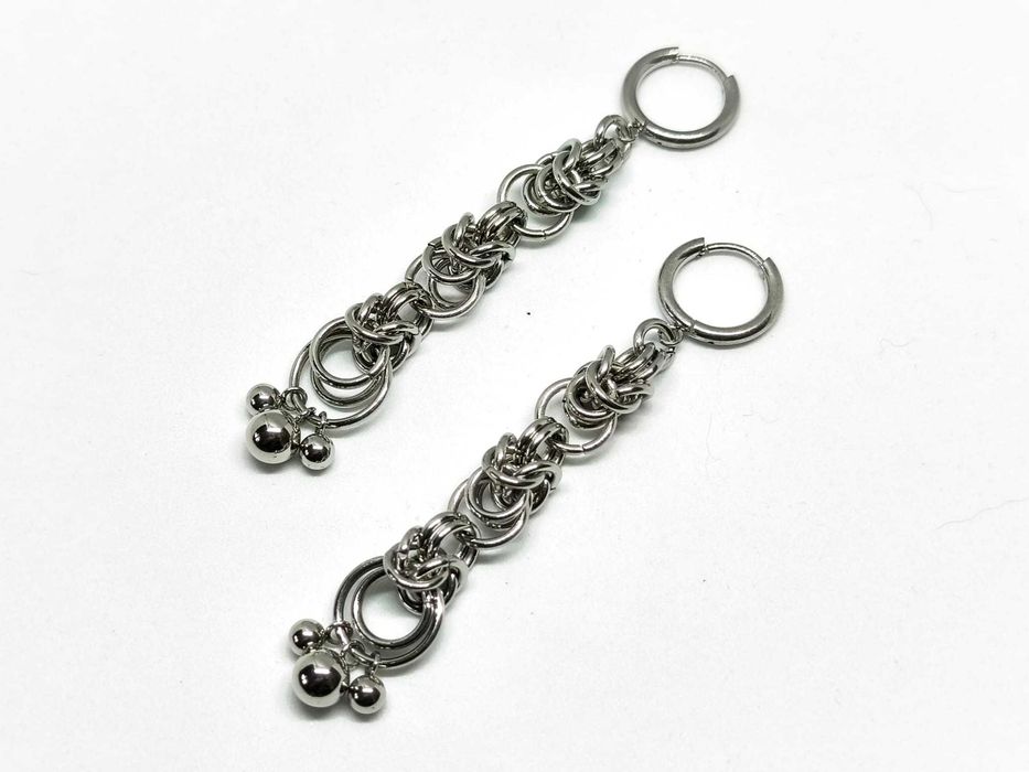 Kolczyki wiszące chainmaille stal chirurgiczna wodoodporne eleganckie