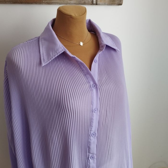 Damska koszula plisowana oversize Pretty Little Thing liliowa S–XXL