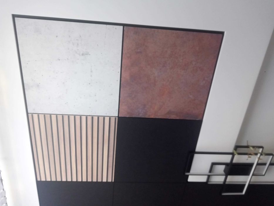 Sufit podwieszany kasetonowy modułowy z grafiką - beton M - i inne