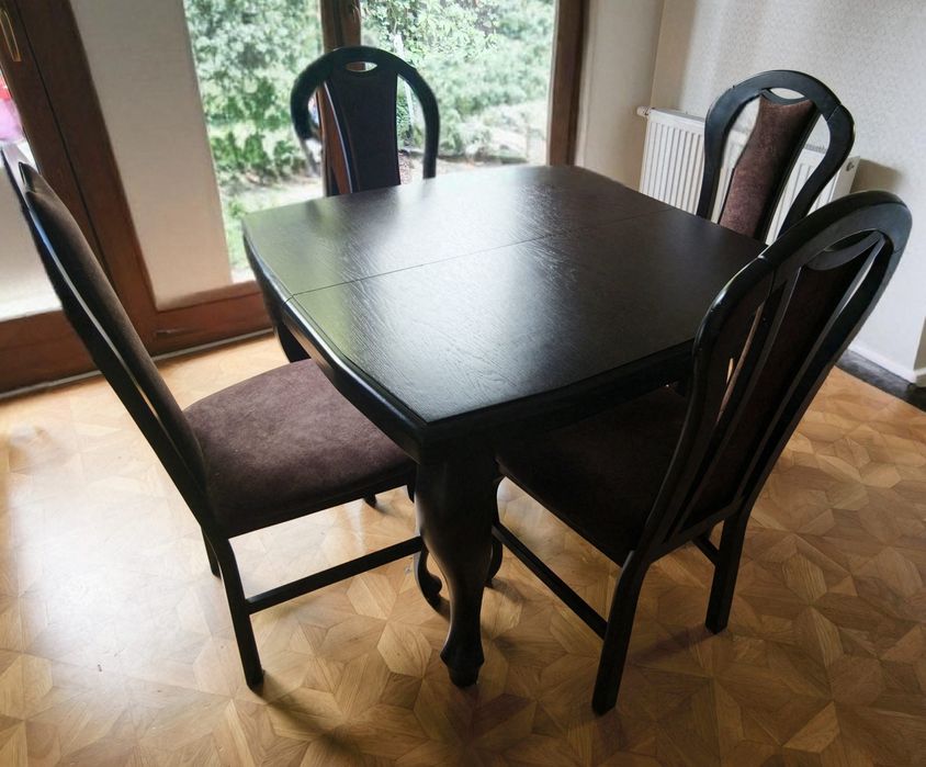 Stół + 6 krzeseł - solidny, rozkładany dębowy - 100-250 cm