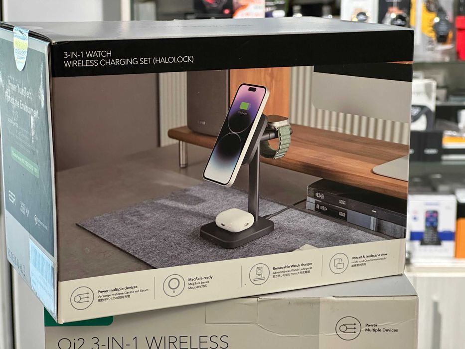 Stacja Ładująca 3W1 ESR Magnetyczna Indukcyjna MAGSAFE White/Black