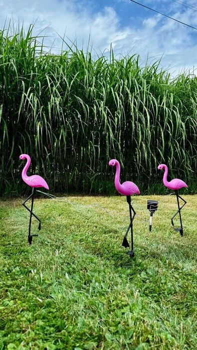Lampki Ogrodowe Solarne LED Flamingi Wbijane Oświetlenie Zewnętrzne 3 Sztuki