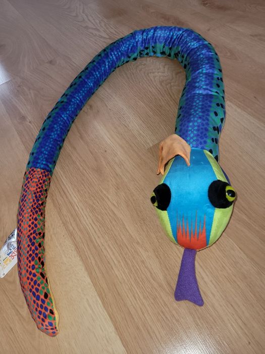 Maskotka wąż kolorowy 137 cm z grzechotką