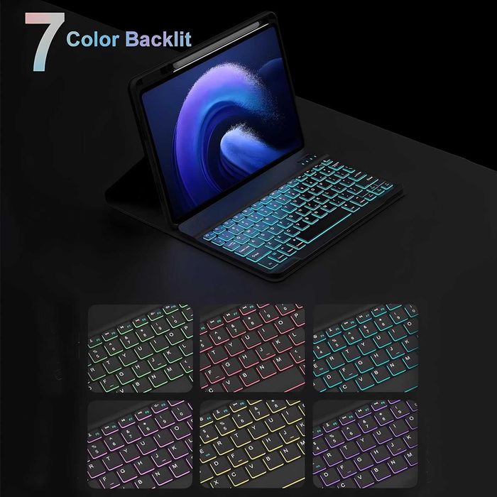 Шкіряний чохол+ клавіатура BLUETOOTH Huawei Matepad SE 11  2024 RGB