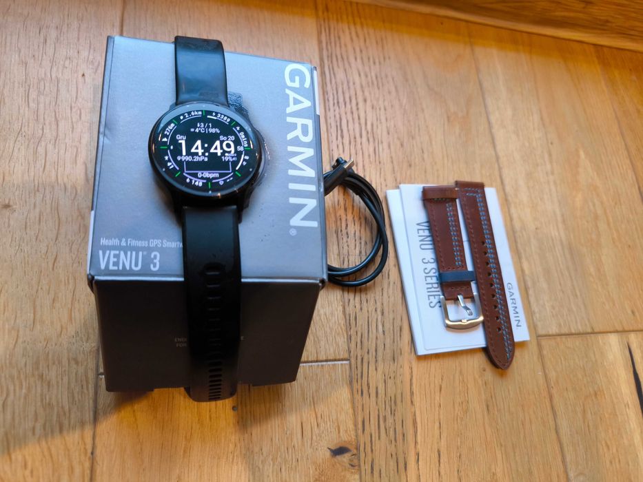 Garmin Venu 3 – czarny | komplet | dodatkowy pasek