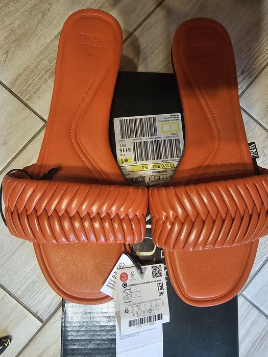 Klapki Zara pomarańczowe