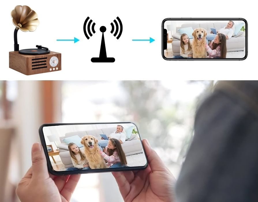 Ukryta KAMERA WiFi głośnik bluetooth gramofon szpiegowska