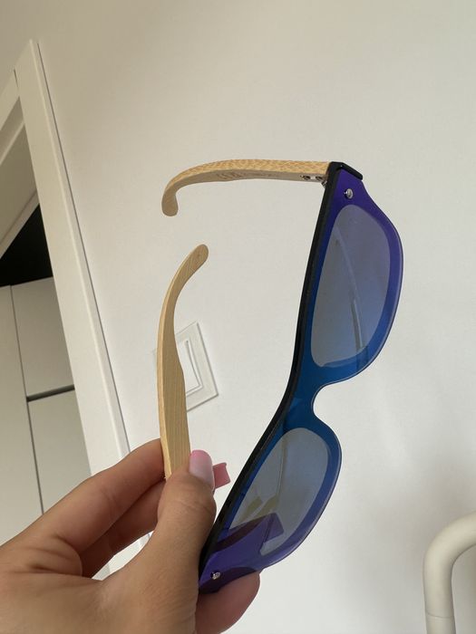 Nowe okulary przeciwsłoneczne uv drewno etui