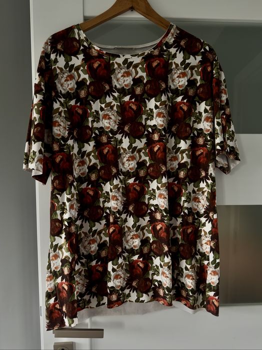Tshirt koszulka Zara L flower w kwiaty print nadruk all over