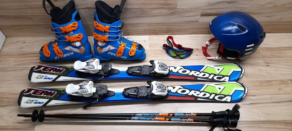 Narty 100cm NORDICA Buty 21cm-33 Kask Kijki Gogle