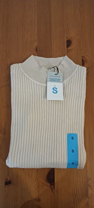 Camisola canelada bege S