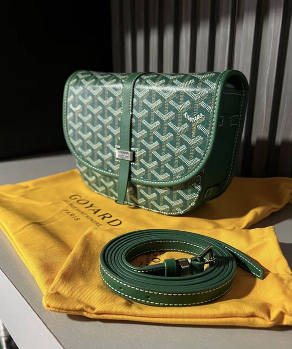 Green Goyard Belvedere II PM Messenger Bag