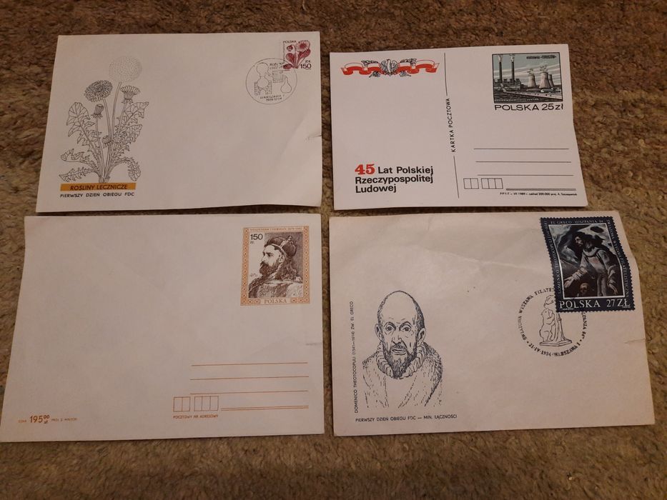 Koperty ze znaczkami z 1989 r (4egz.)