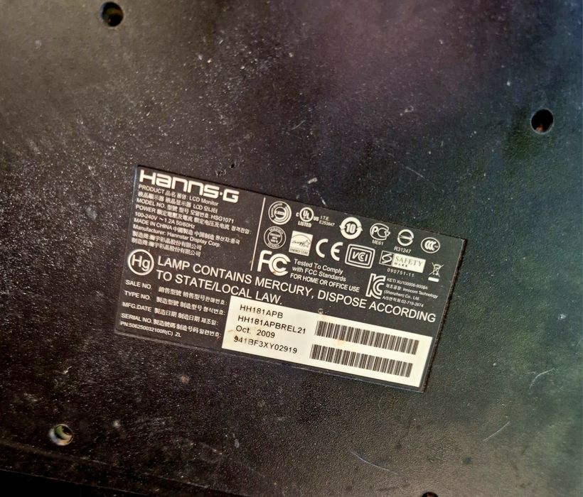Продам монитор Hanns.g HH181APB запчасти ремонт описание