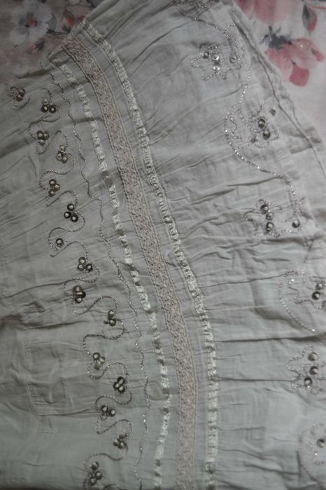 Jasna szara zdobiona cienka spódnica New Look 12 36 S bawełna cekiny