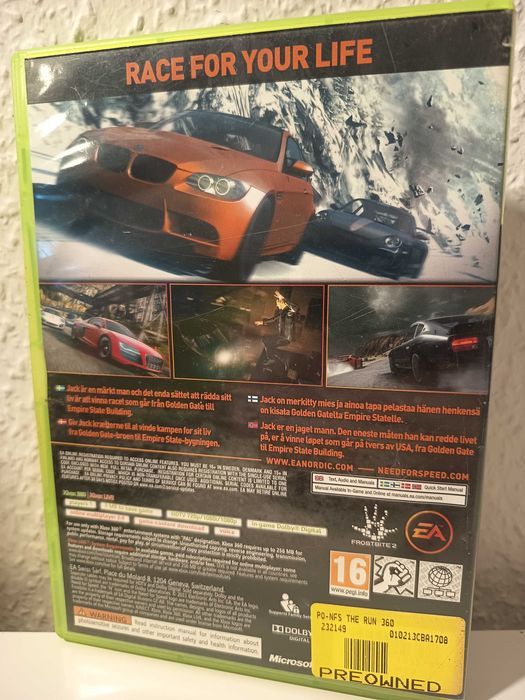 Need For Speed NFS the Run XBOX 360 skandynawska okladka gra angielski