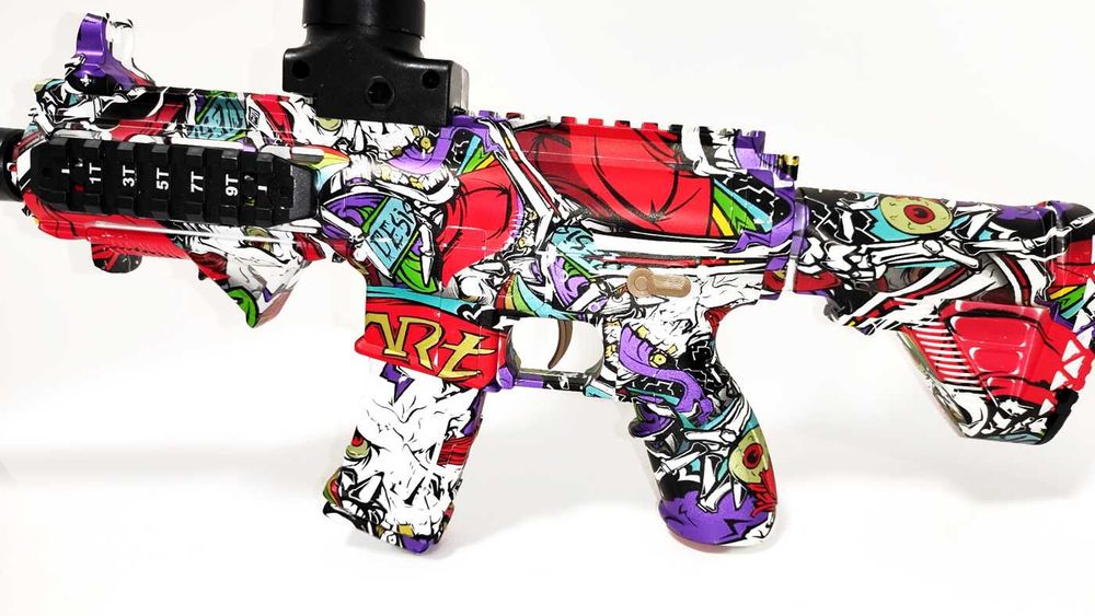 Автомат на орбізах М416 Graffiti Red з глушником, що світиться, 7.4V