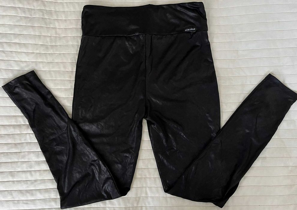 River island legginsy błyszczące czarne roz. 12 L 40