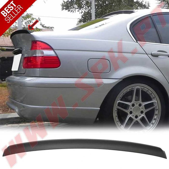 AILERON TRASEIRO LOOK AC BMW E46 - Plástico Preto Brilhante - Novo