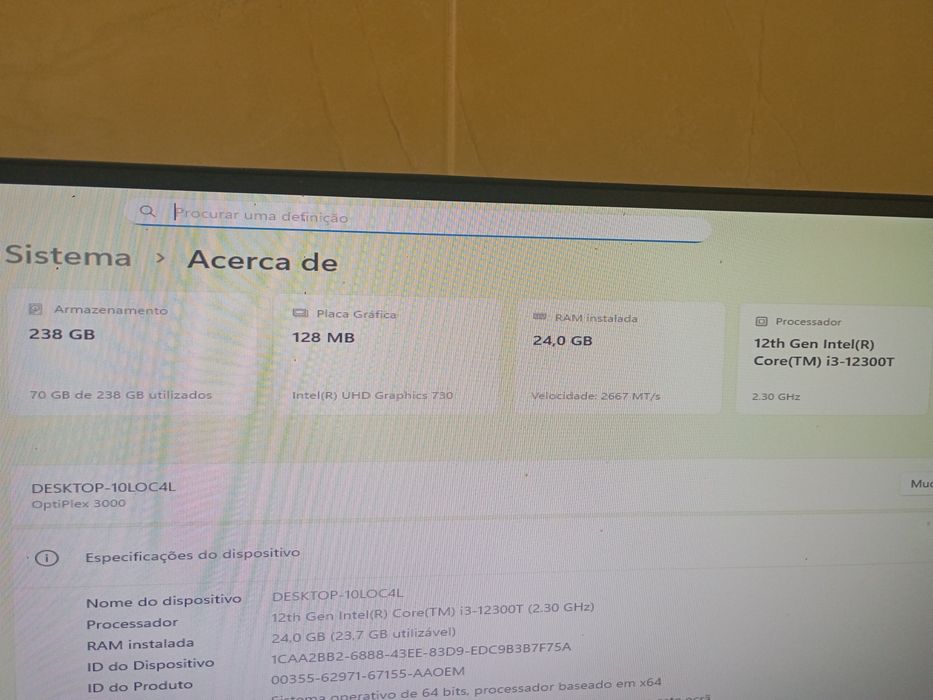 PC Trabalho + Monitor UltraWide — Dell OptiPlex 3000 | Intel i3 12ª Ge