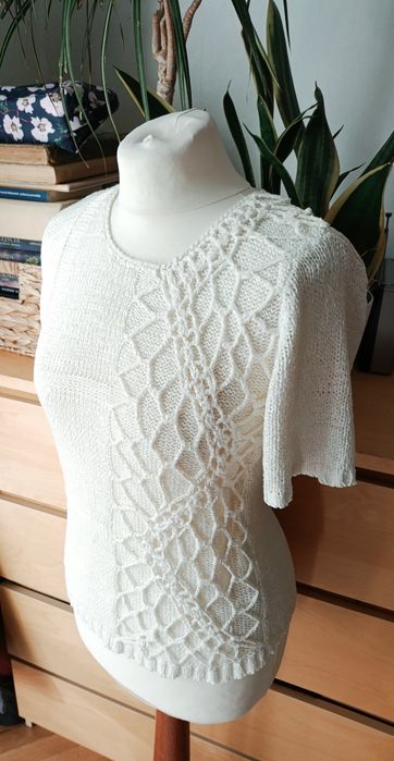 Ciekawa bluzka vintage z aplikacją w stylu lat 80 - M/L