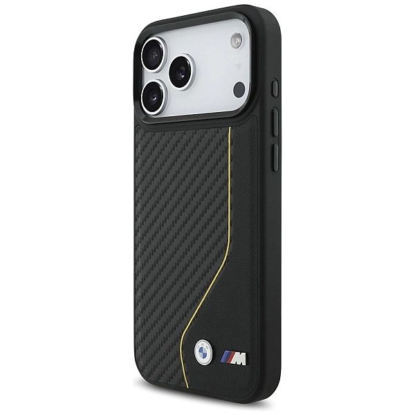 Etui BMW M Carbon Line & Logo MagSafe na iPhone 17 Pro Max - żółte