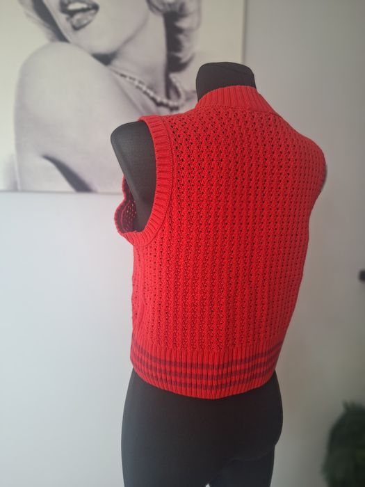 Adidas kamizelka sweter bezrękawnik czerwony z logo r.S-L