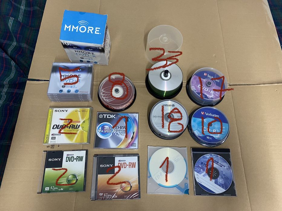 CDs, DVDs, and boxes64584477505410121