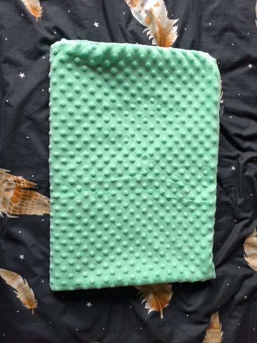 Kocyk do wózka lub łóżeczka, minky, mięta/szary