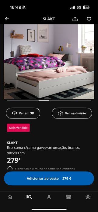 Cama de solteiro ikea