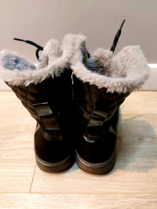 Czarne kozaki śniegowce CATWALK DEICHMANN 38 wiązane futerko zamsz