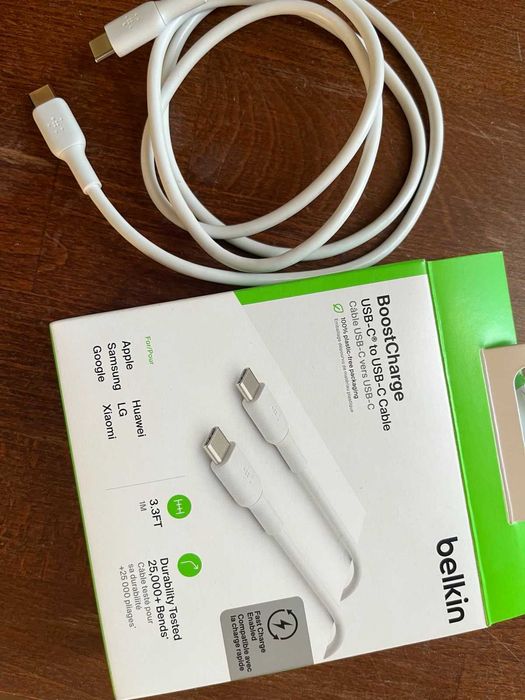кабель Belkin USB-C to USB-C довжиною 1 метр, модель CAB003BT1MWH