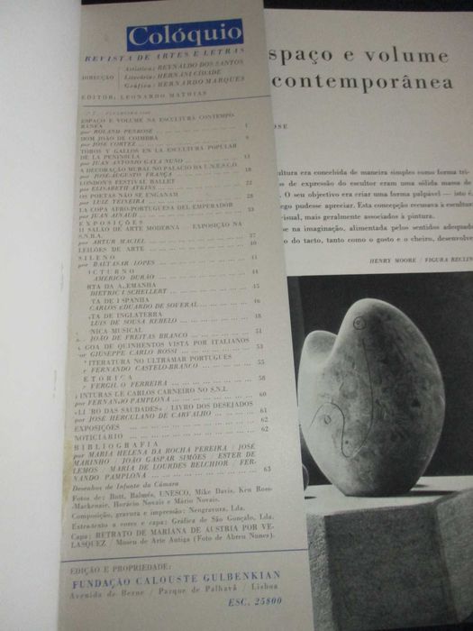 Livro Revista Colóquio Artes e Letras  nº 7 Fevereiro de 1960