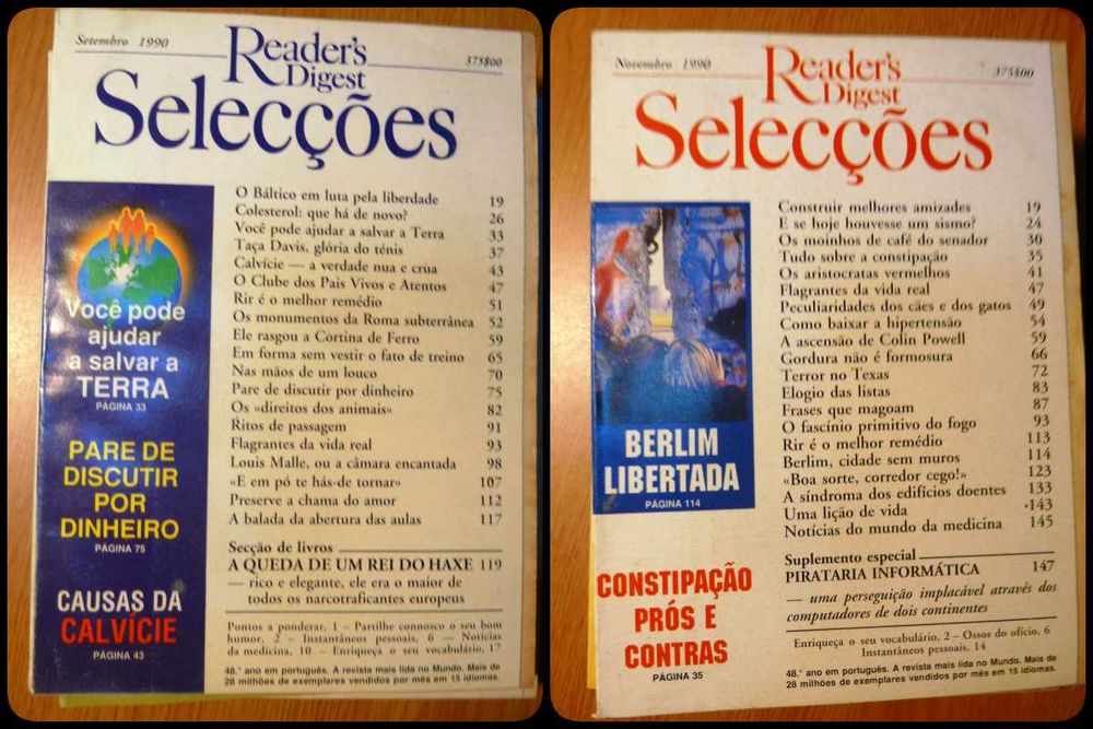 Colecçao 12 revistas Selecções do Readers Digest de 1990/91