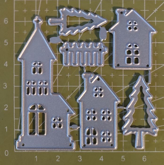 8008. Wykrojniki dom kościół płot drzewo scrapbooking