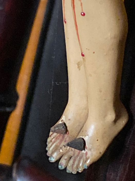 Crucifixo Pau-Santo Cristo Madeira Séc XIX Resplendor Prata 54,5 cm