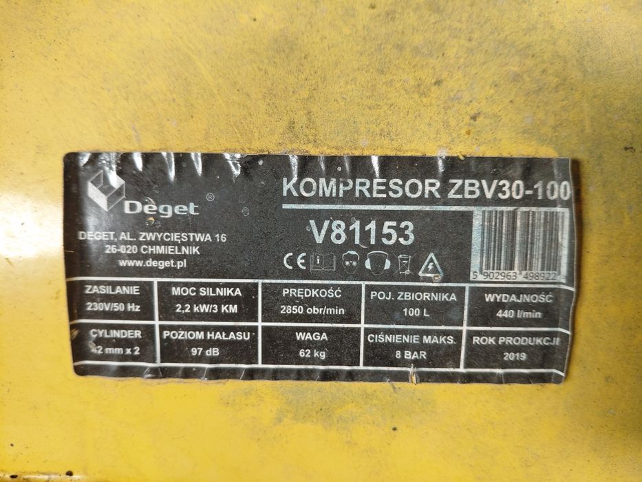 Компресор 100 літрів  Deget zbv30-100