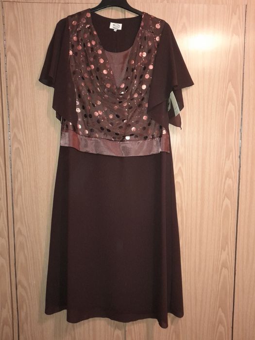 Suknia sukienka brąz 46 48 nowa wiskoza 70 % bal wesele  elegancka