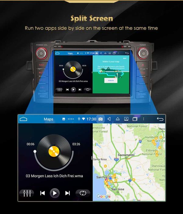 CarPlay Radio FM Android GPS WiFi 4G USB SD TOYOTA COROLLA E140 E150