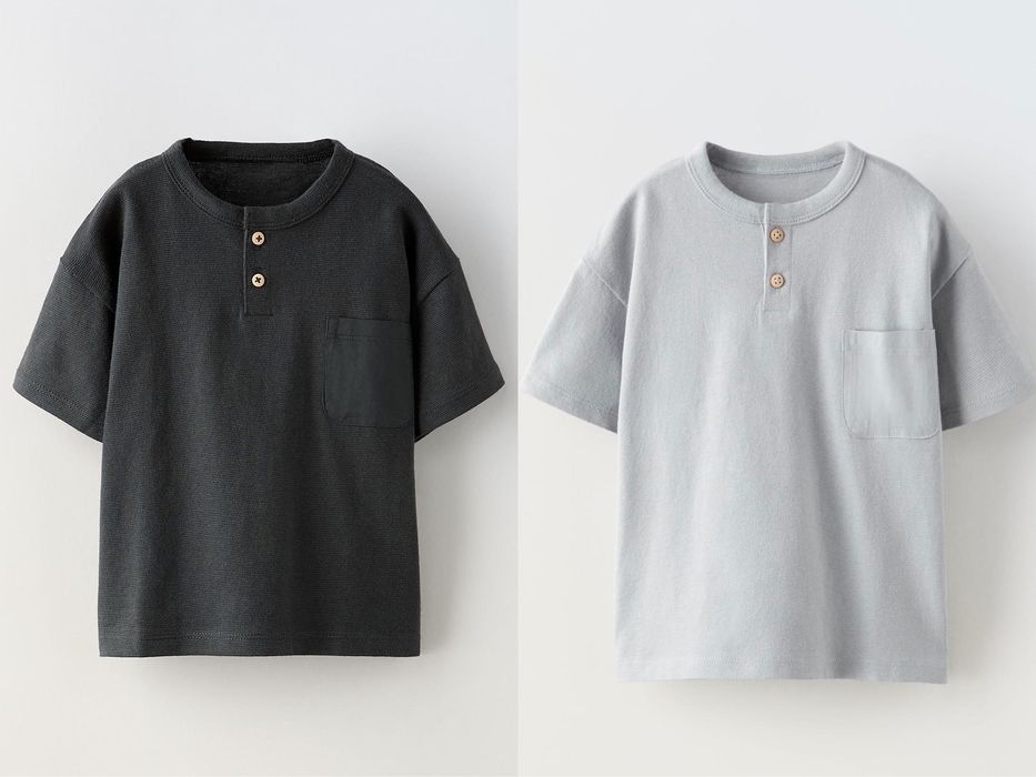 Текстурна оверсайз футболка однотонна Zara чорна сіра 110 98 104 116