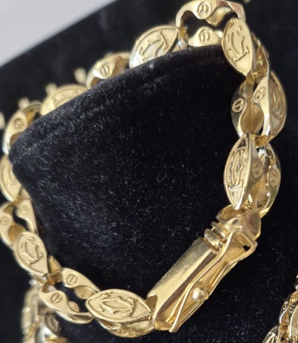 Pozłacany komplet cartier 14 k zloto wykonany ze srebra proby 925 .