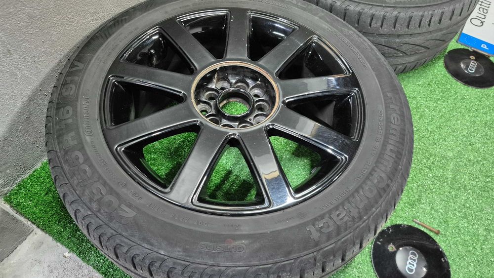 4 Jantes 16 Polegadas Dupla Furacao 5x100 e 5x112 Sline Preto Brilho com Pneus 205/55R16