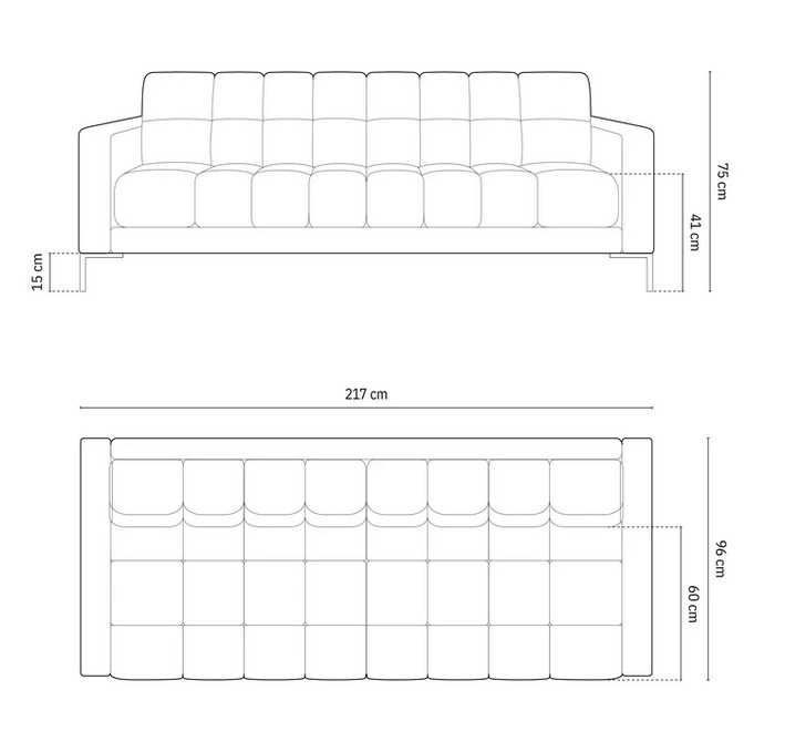 Pikowana elegancja sofa bąbelkowa 4 os Mamaia Micadoni beż 217x96x75cm