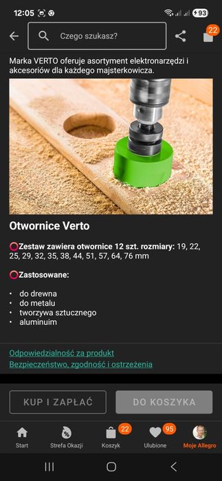 Otwornica do drewna 14szt