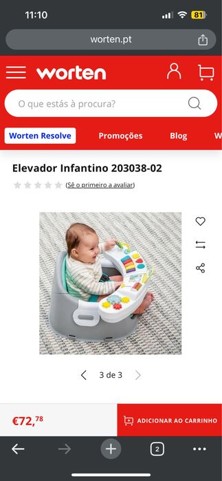 Cadeira Poltrona bebé 3 em 1 Infantino