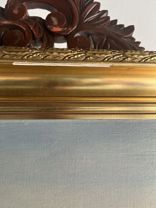 Obraz olejny zimowa scena