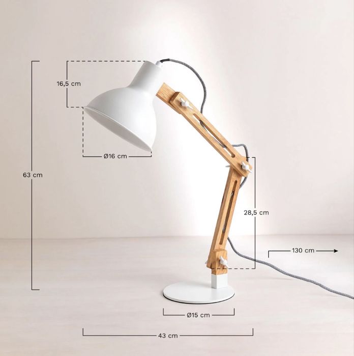 Sklum - Candeeiro de mesa em madeira e ferro Deyan