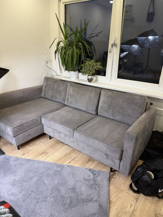Szara kanapa sofa rogówka narożnik rozkładana super stan 2 pojemniki
