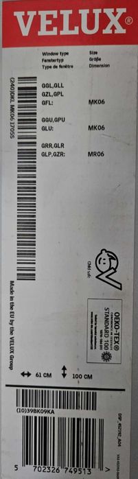 roleta Velux szara 61cm x 100cm